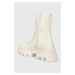 Kožené kotníkové boty Desigual dámské, bílá barva, na plochém podpatku, 23WSTP14.1001