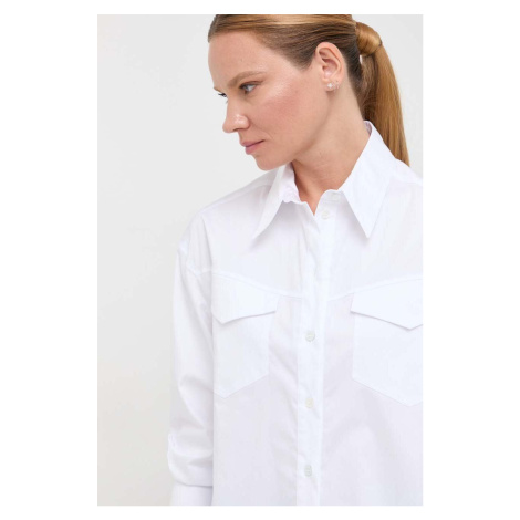 Košile Patrizia Pepe dámská, bílá barva, relaxed, s klasickým límcem
