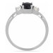Prsten stříbrný s broušeným černým safírem a velkými zirkony Ag 925 012108 BLS - 62 mm 2,1 g
