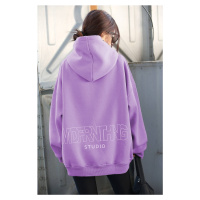 Madmext Lilac Printed Oversize Sweatshirt