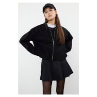 Trendyol Black Oversize Stamp Bomber Jacket Coat