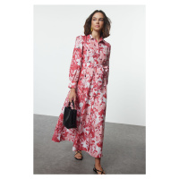 Trendyol Red Belted Floral Woven Dress