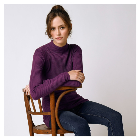 Blancheporte Žebrovaný pulovr se stojáčkem fialová