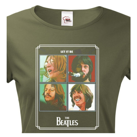 Dámské tričko s potiskem rockové kapely The Beatles  - parádní tričko s kvalitním potiskem BezvaTriko