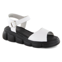 Vinceza W JAN300 bílé kožené sandály na platformě