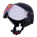 Lyžařská přilba se štítem BLIZZARD Double Visor ski helmet, black matt, orange lens, mirror