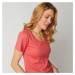 Blancheporte Jednobarevné tričko s krátkými rukávy, bio bavlna korálová