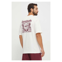 Bavlněné tričko Reebok Classic Basketball béžová barva, s potiskem
