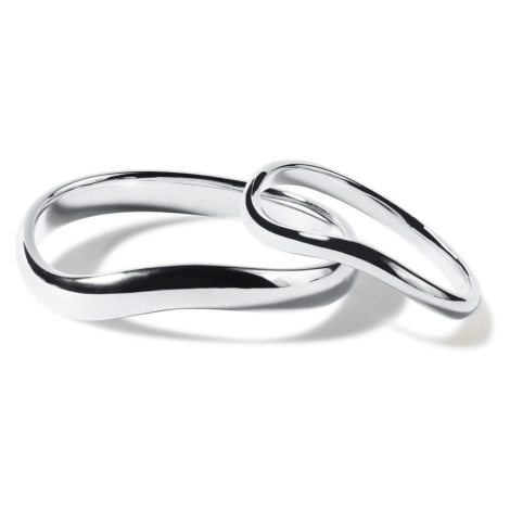 Originální snubní prsteny wave z bílého 14k zlata KLENOTA
