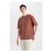 DEFACTO Oversize Fit Crew Neck Back Printed Short Sleeve T-Shirt