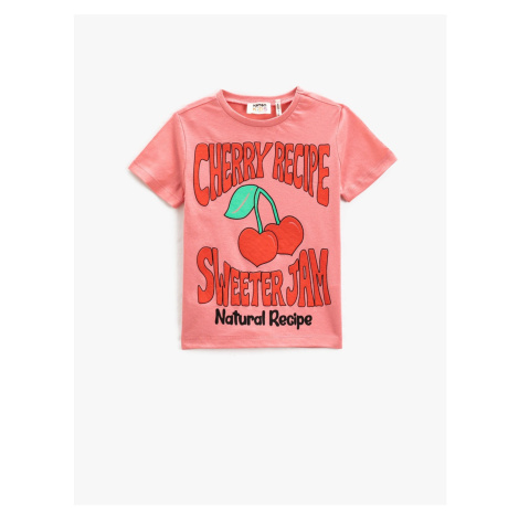 Koton Cherry Blossom T-Shirt Short Sleeved, Round Neck Cotton