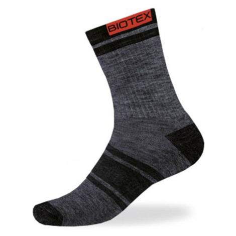 BIOTEX Cyklistické ponožky klasické - CALORE MERINO - černá/šedá