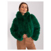 Tmavě zelený krátký kožíšek s kapucí -dark green Tmavě zelená