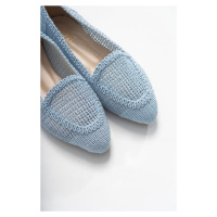 LuviShoes Women's Blue Knitted Flat Flat Shoes 101