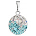 Stříbrný přívěsek s krystaly Swarovski modrý kulatý 34225.3 Light Turquoise