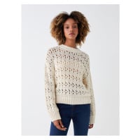 LC Waikiki Crew Neck Openwork Long Sleeve Women's Knitwear Sweater