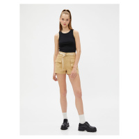 Koton Jeans Shorts With Belt Detailed High Waist Pockets.