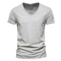 Pánské bavlněné tričko s krátkým rukávem a výstřihem