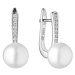 Gaura Pearls Stříbrné náušnice s řiční perlou a zirkony Laura, stříbro 925/1000 SK21105EL/W Bílá