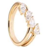 PDPAOLA Blyštivý pozlacený prsten se zirkony Terra Essentials AN01-861 54 mm