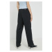 Kalhoty Vans dámské, černá barva, široké, high waist