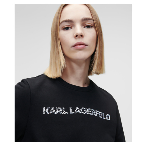 Mikina Karl Lagerfeld Elongated Logo Zebra Sweat - Černá