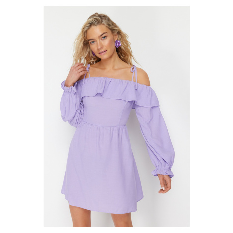 Trendyol Pink Mini Woven Ruffle Beach Dress