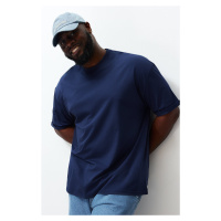 Trendyol Plus Size Navy Blue Oversize/Wide-Fit 100% Cotton T-Shirt