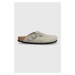 Semišové pantofle Birkenstock Boston dámské, šedá barva, 1027060