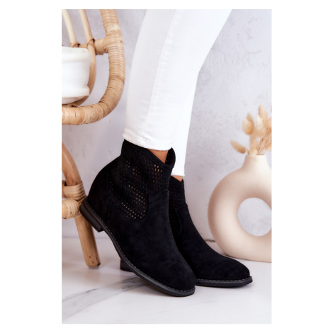 Suede Women's Boots Hidden Wedge Black Solene Kesi