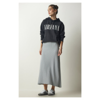 Happiness İstanbul Women's Stone Ribbed Knitwear Skirt