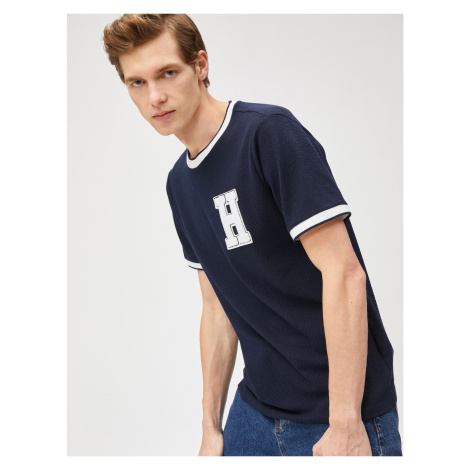 Koton College T-Shirt Crew Neck Embroidered Detail Short Sleeve