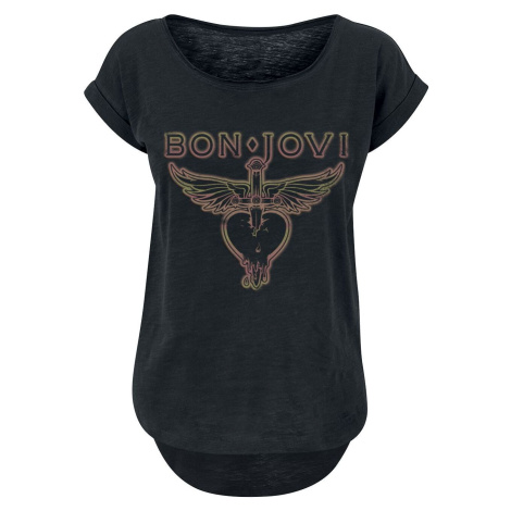 Bon Jovi Heart & Dagger Outline Dámské tričko černá