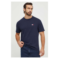 Bavlněné tričko Tommy Jeans tmavomodrá barva, s aplikací, DM0DM17995