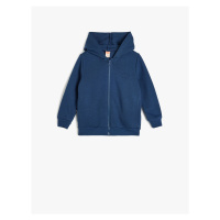 Koton Basic Hooded Sweatshirt Zippered Raised