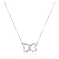 JVD Třpytivý stříbrný náhrdelník Propojená srdce SVLN0422XH2BI45