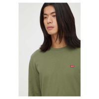 Bavlněné tričko s dlouhým rukávem Levi's zelená barva