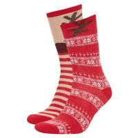 DEFACTO dámské vánoční bavlněné dlouhé ponožky, balení po 2 kusech