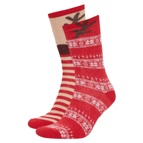 DEFACTO dámské vánoční bavlněné dlouhé ponožky, balení po 2 kusech