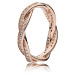 Pandora Propletený bronzový prsten s čirými kamínky Rose Timeless 180892CZ 58 mm