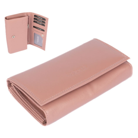 Růžová luxusní dámská kožená peněženka