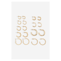 H & M - Balení: 9 párů kruhových náušnic - zlatá
