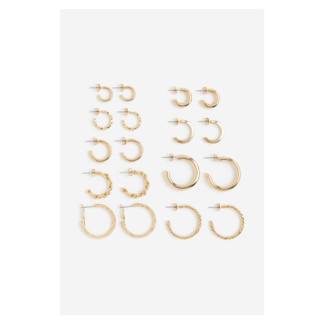 H & M - Balení: 9 párů kruhových náušnic - zlatá H&M