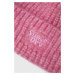Čepice z vlněné směsi Superdry růžová barva, z husté pleteniny