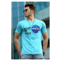 Madmext Men's Turquoise Printed T-Shirt 4509