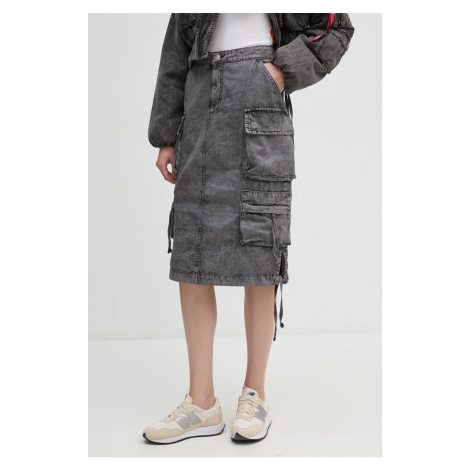 Bavlněná sukně Alpha Industries zelená barva, midi, 148068