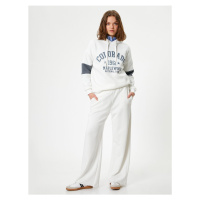 Koton Oversize College Printed Sweatshirt Hooded Color Blocked