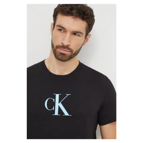 Bavlněné tričko Calvin Klein černá barva, s potiskem, KM0KM00971