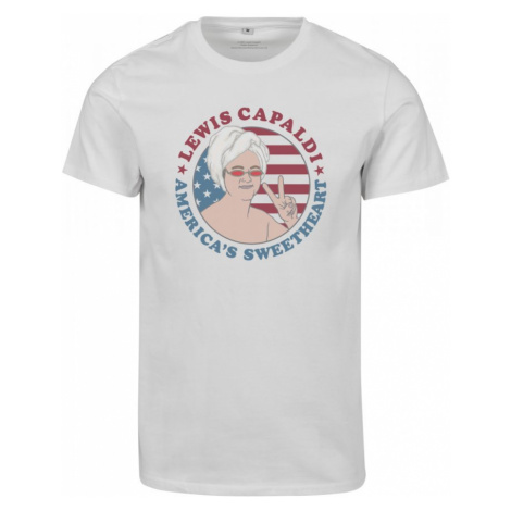 Pánske tričko Merchcode Lewis Capaldi Sweetheart Tour Front - bílé