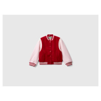 Benetton, Color Block Bomber Jacket In Wool Blend